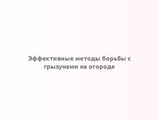 Эффективные методы борьбы с грызунами на огороде